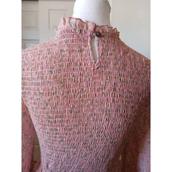 Petal & Pup Womens Midi Dress Pink Floral Ballon Sleeve Small Cottagecore Boho - Picture 4 of 16